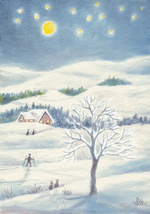 044_Winterlandschaft, nachts II